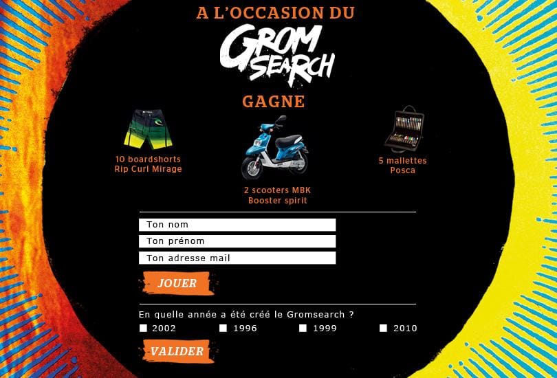 Exemple du jeu concours réalisé pour Rip Curl,