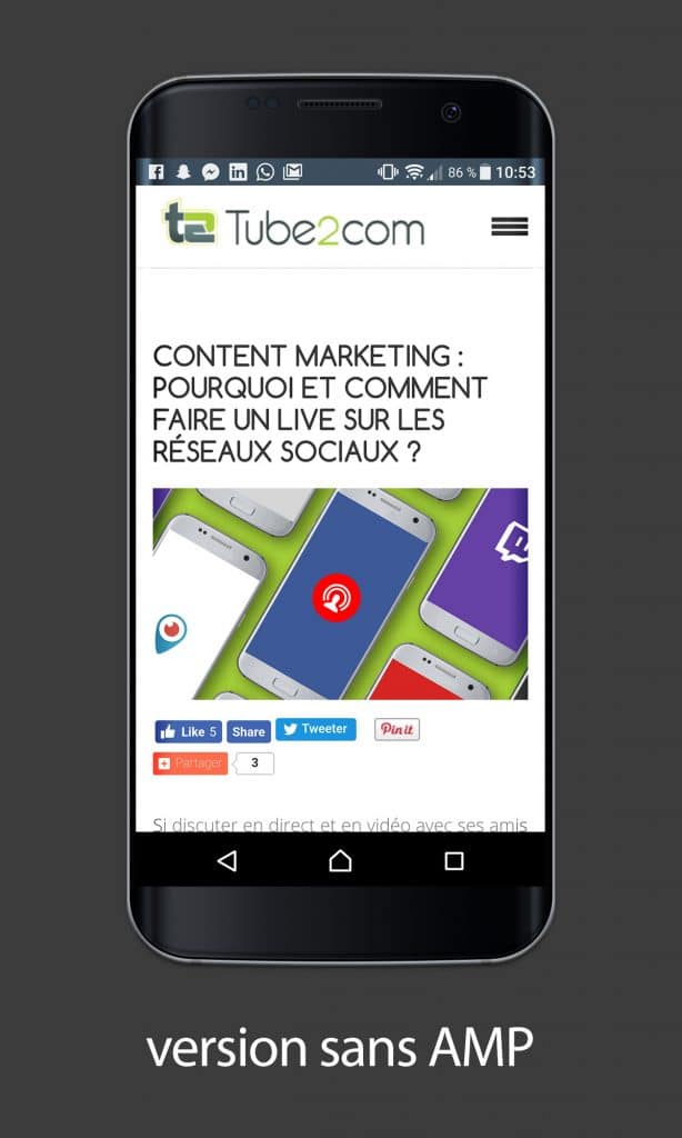 Article de blog de Tube2Com sans AMP 