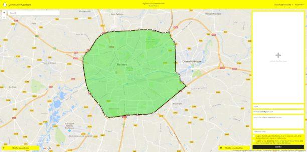Zone géographique sur la carte