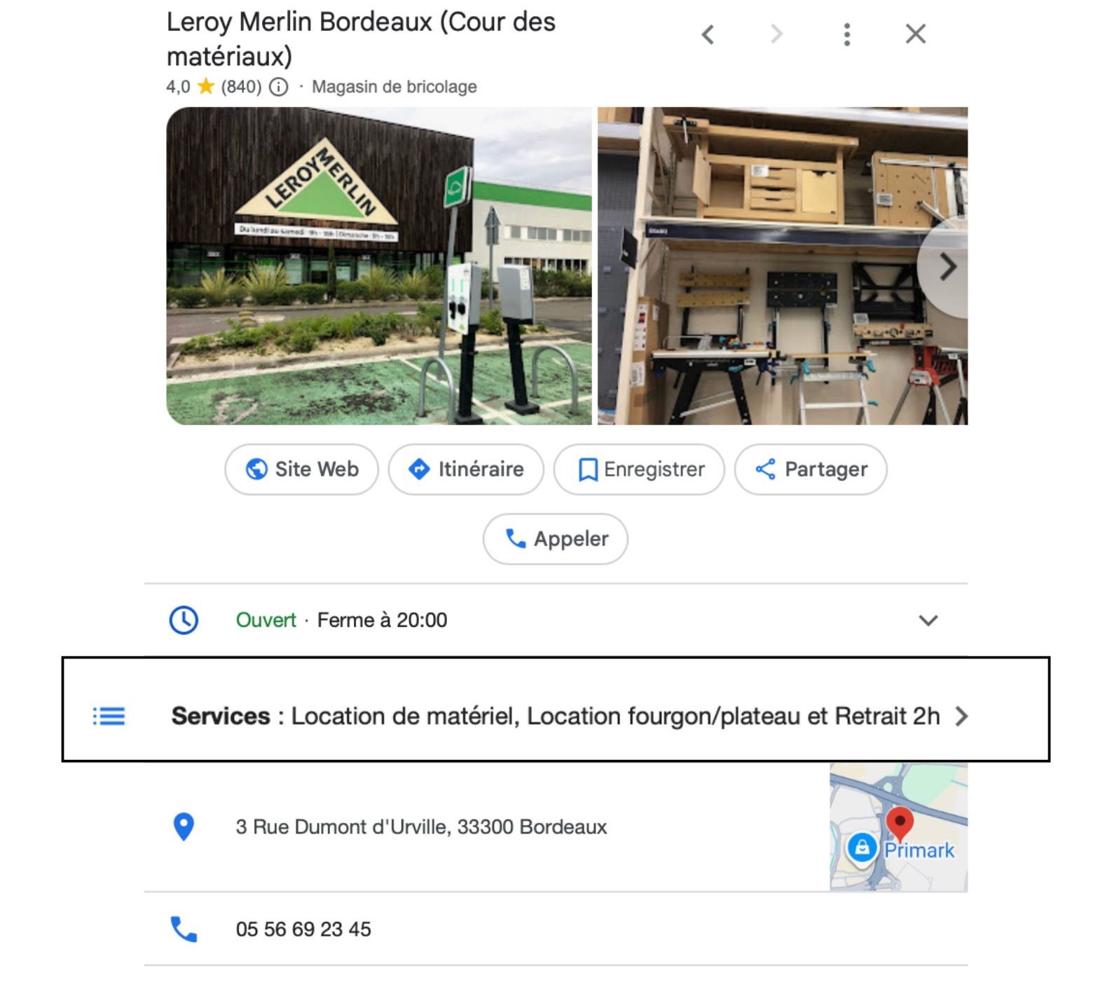 attributs google my business